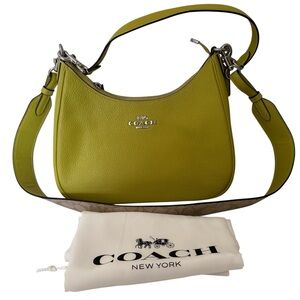 Coach Lime Green Leather Shoulder and Crossbody Bag Teri Hobo